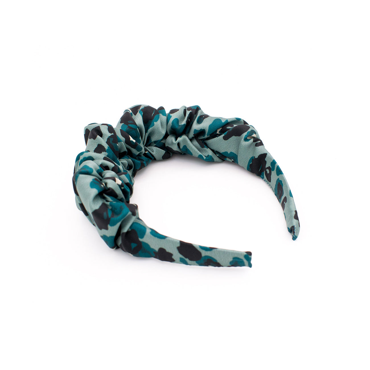 ABIA: Χειροποίητη στέκα, σατεν, scrunchie μαύρο, teal