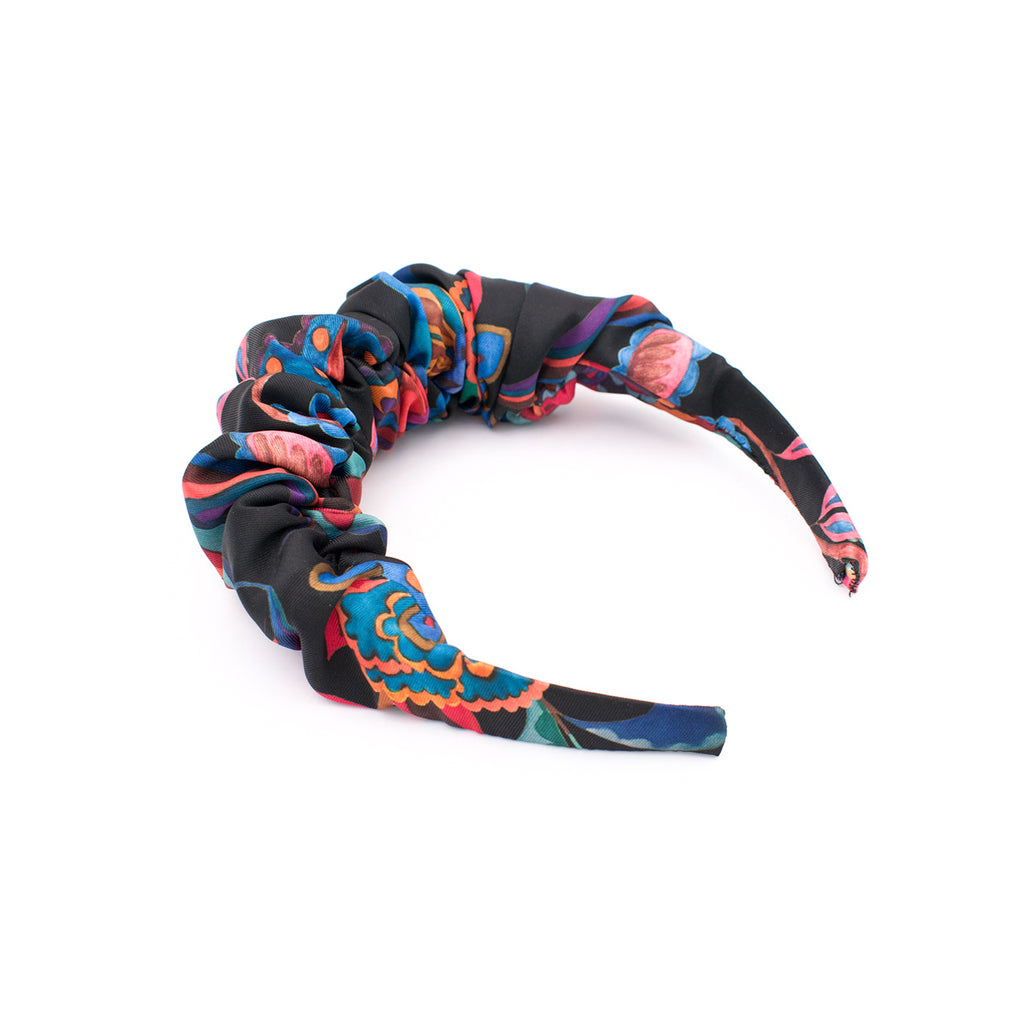 RENATA: Χειροποίητη στέκα, σατεν, scrunchie, multicolor, black