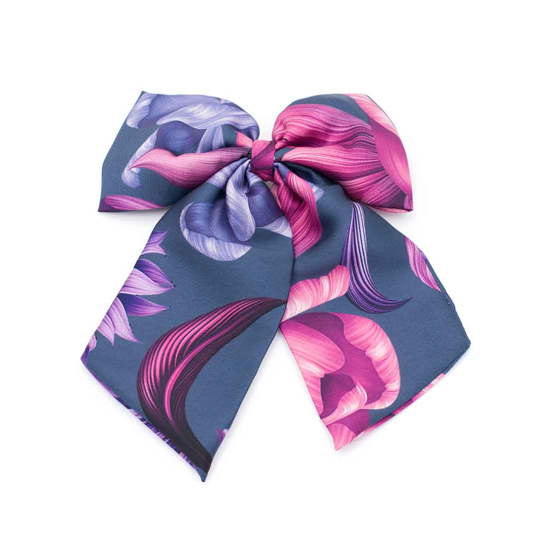 CAROL: Φιόγκος, τεχνητό μετάξι, μπαρέτα, magenta & purple