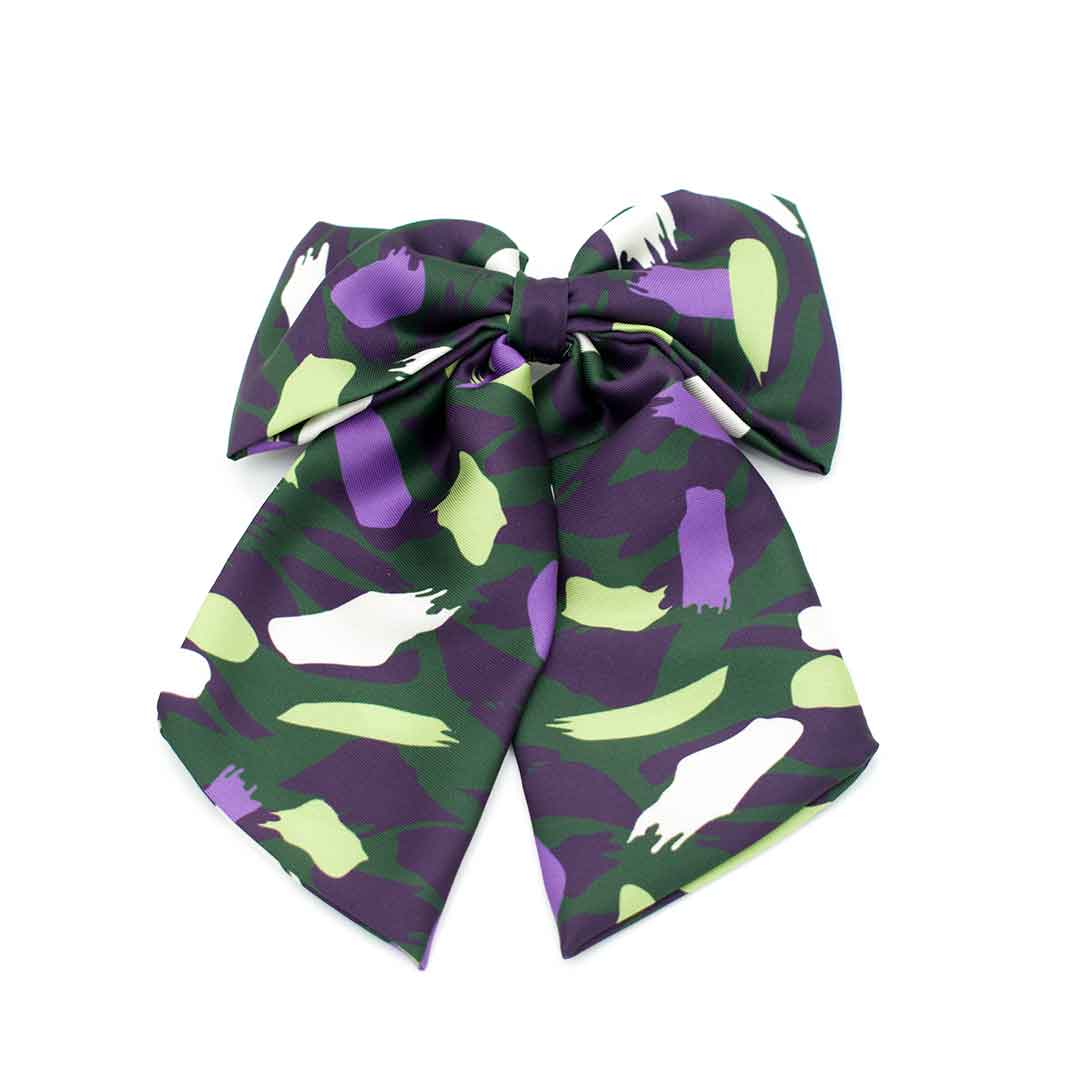 ROSARIA GREEN: Φιόγκος, τεχνητό μετάξι, μπαρέτα, green, purple