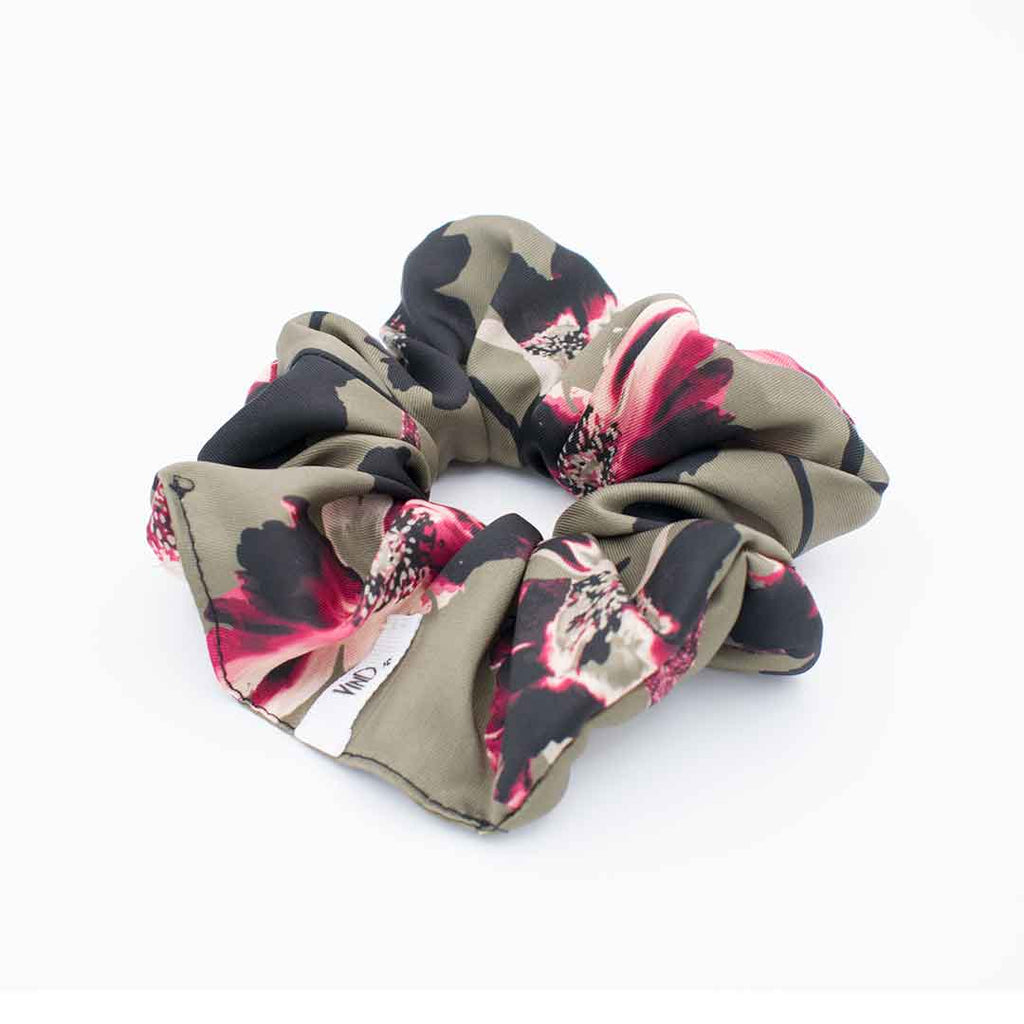 ANTIGONE: Χειροποίητο Εμπριμέ λαστιχάκι μαλλιών scrunchie, olive, berry