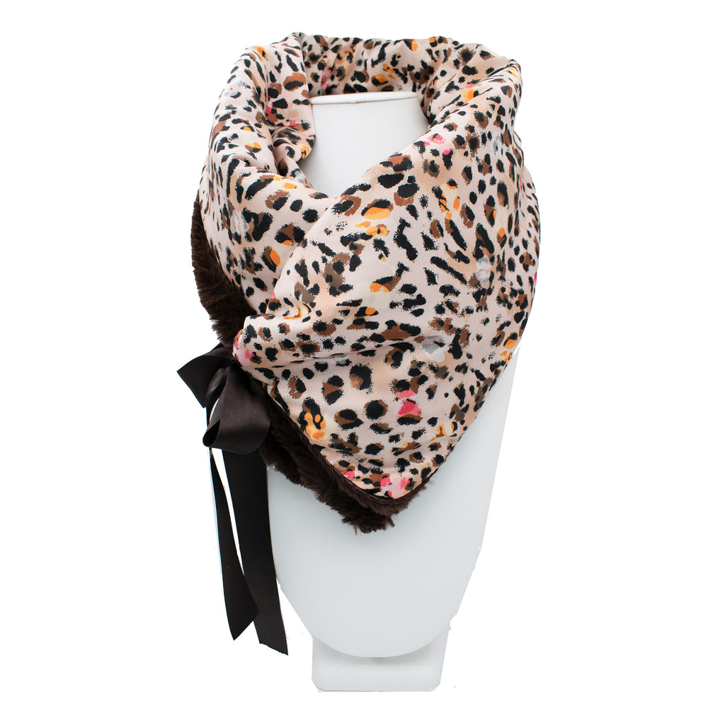 ARIANNA: Δετός λαιμός πράσινο brown, faux fur coffee, χειροποίητος