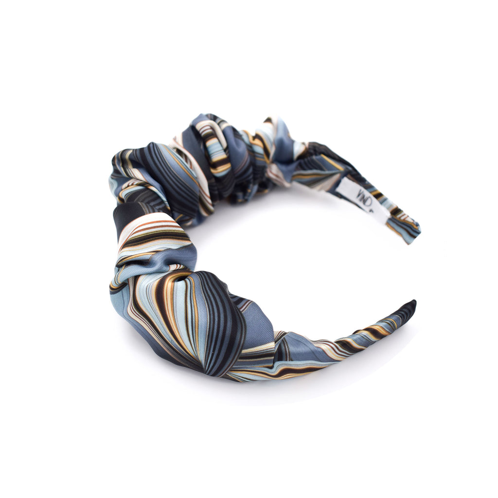 RAIZEL: Χειροποίητη στέκα, σατεν, scrunchie γκρι, μπλε