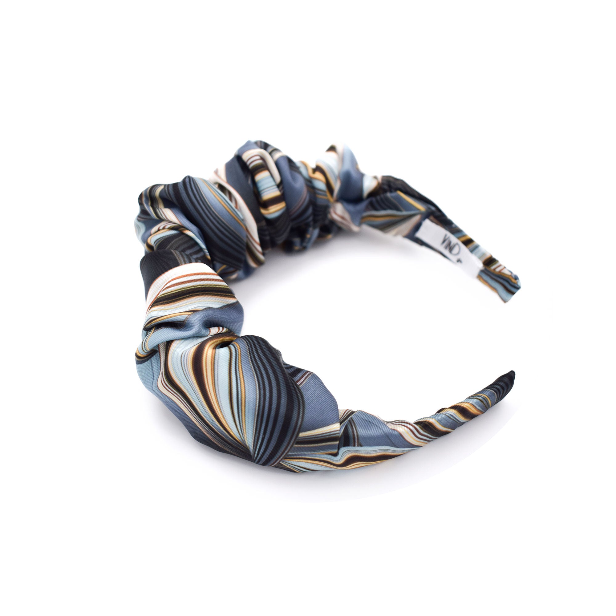 RAIZEL: Χειροποίητη στέκα, σατεν, scrunchie γκρι, μπλε