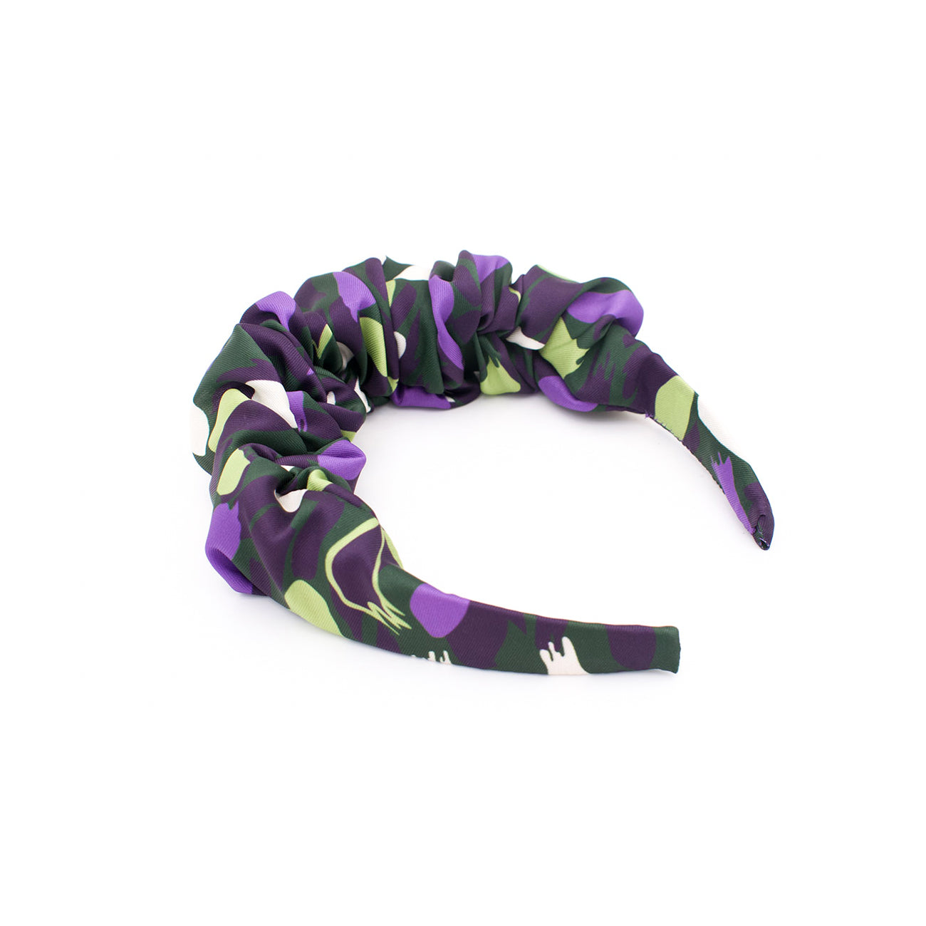 ROSARIA GREEN: Χειροποίητη στέκα, σατεν, scrunchie πράσινο, μωβ