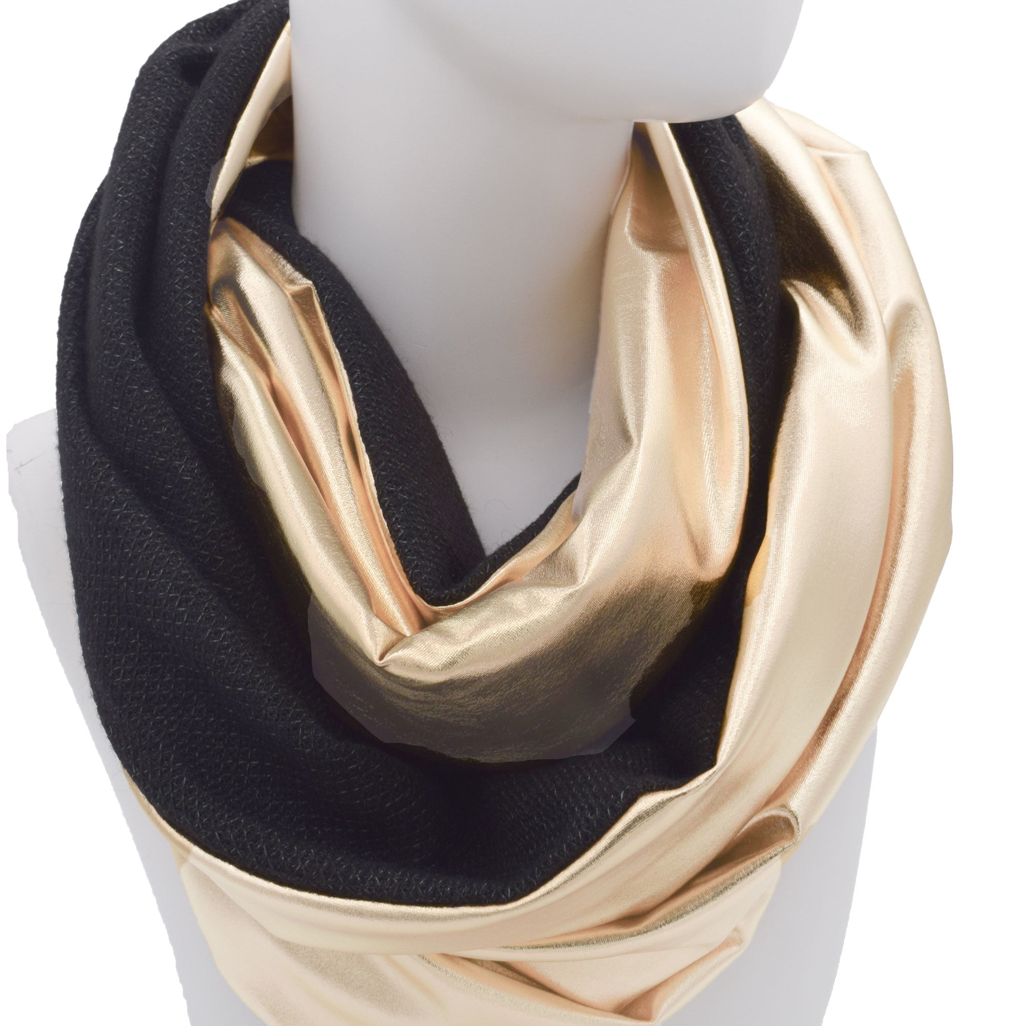 TIFFANY GOLD: Χειροποίητο φουλάρι infinity metallics, χρυσαφί