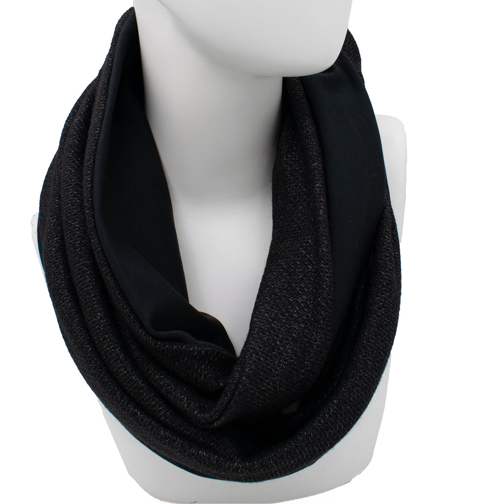 VISCOSE BLACK: Χειροποίητο φουλάρι infinity βισκόζ, βαμβακερό, black