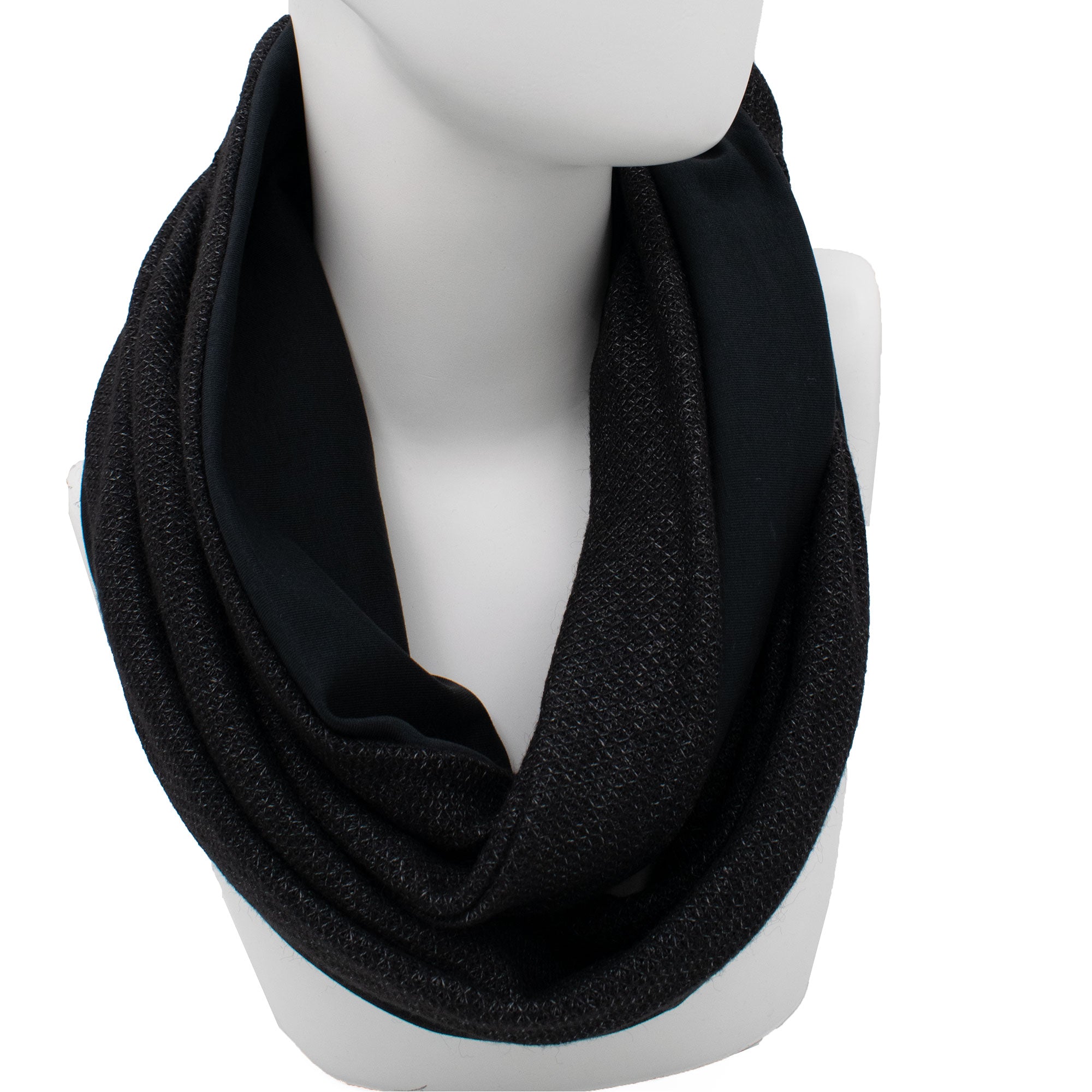 VISCOSE BLACK: Χειροποίητο φουλάρι infinity βισκόζ, βαμβακερό, black