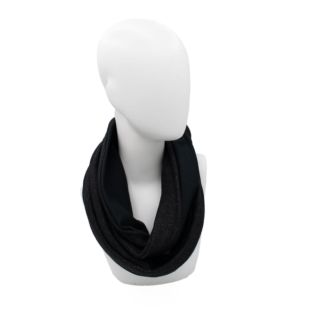 VISCOSE BLACK: Χειροποίητο φουλάρι infinity βισκόζ, βαμβακερό, black