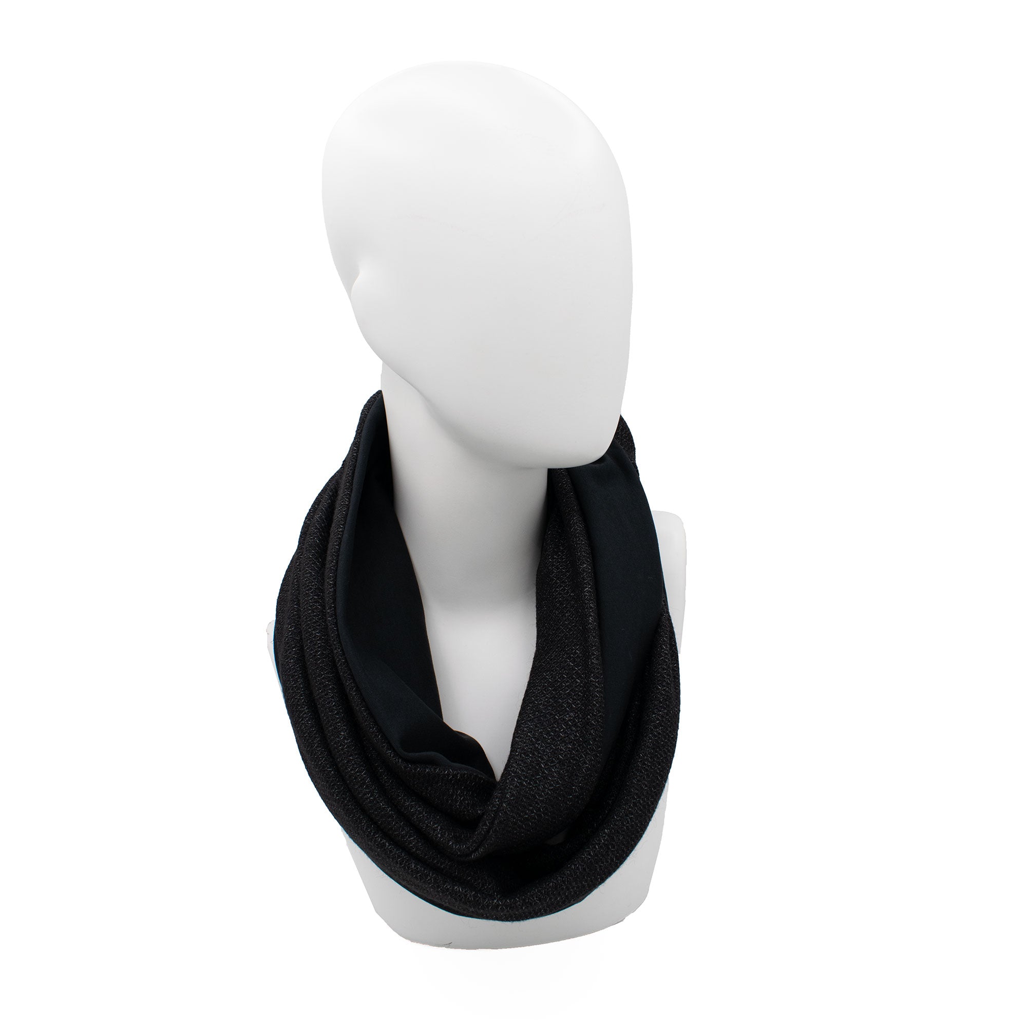 VISCOSE BLACK: Χειροποίητο φουλάρι infinity βισκόζ, βαμβακερό, black