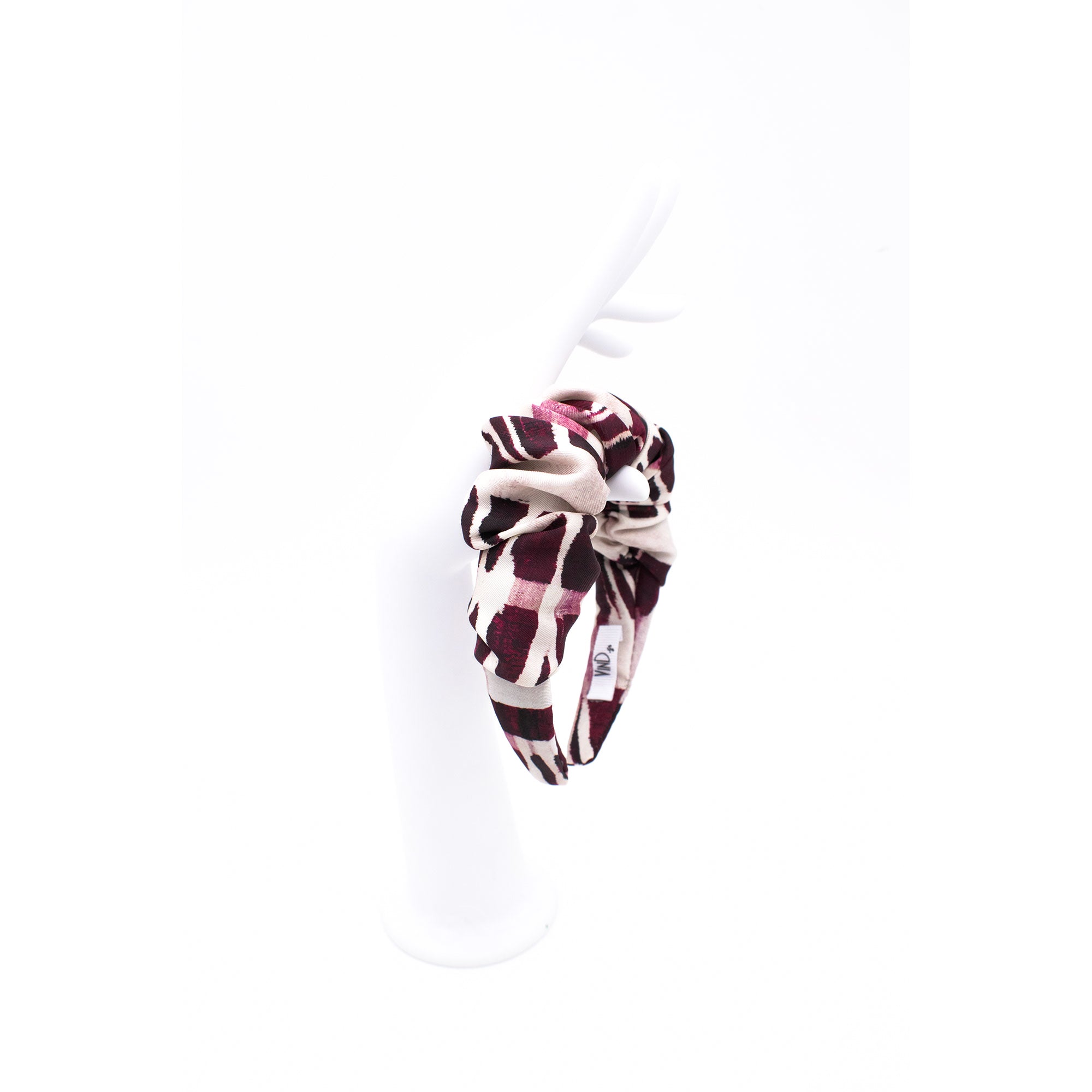 FEZ: Χειροποίητη στέκα, σατεν scrunchie beige, bordeaux