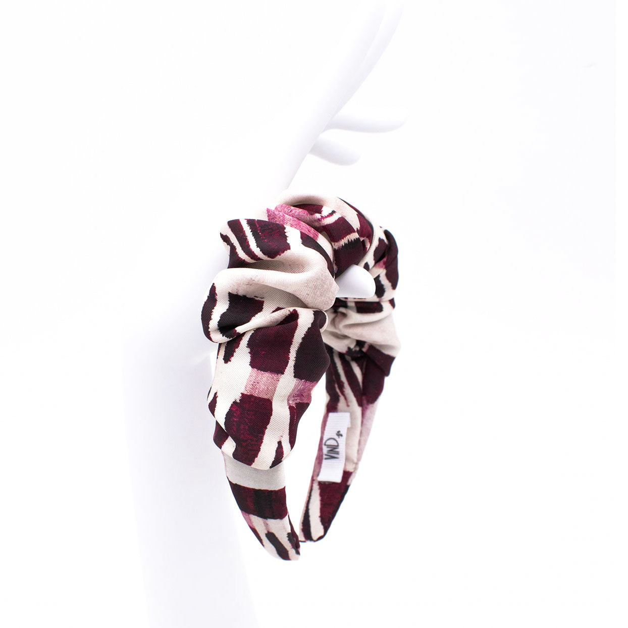 FEZ: Χειροποίητη στέκα, σατεν scrunchie beige, bordeaux