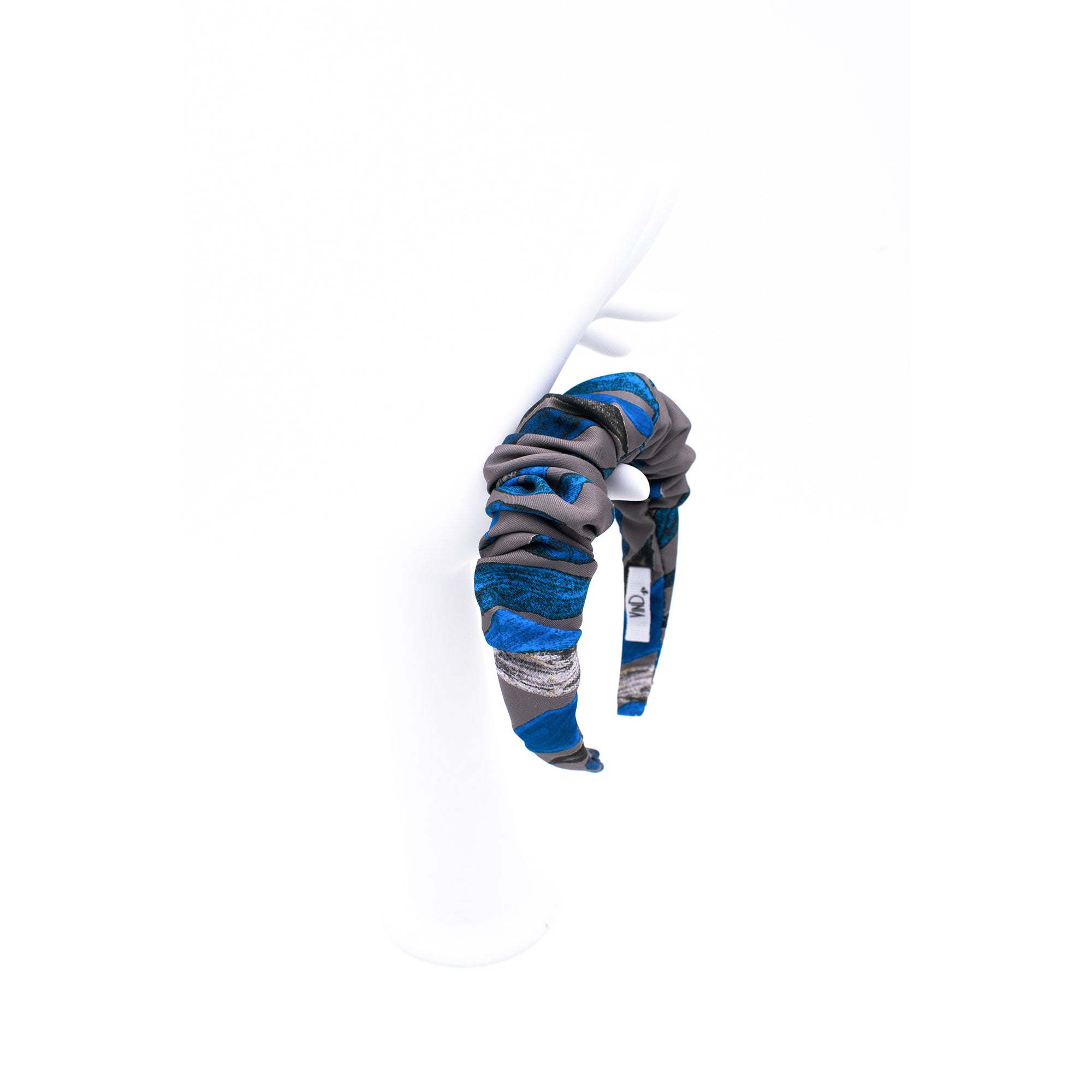INKA: Χειροποίητη στέκα, σατεν, scrunchie mocha, blue