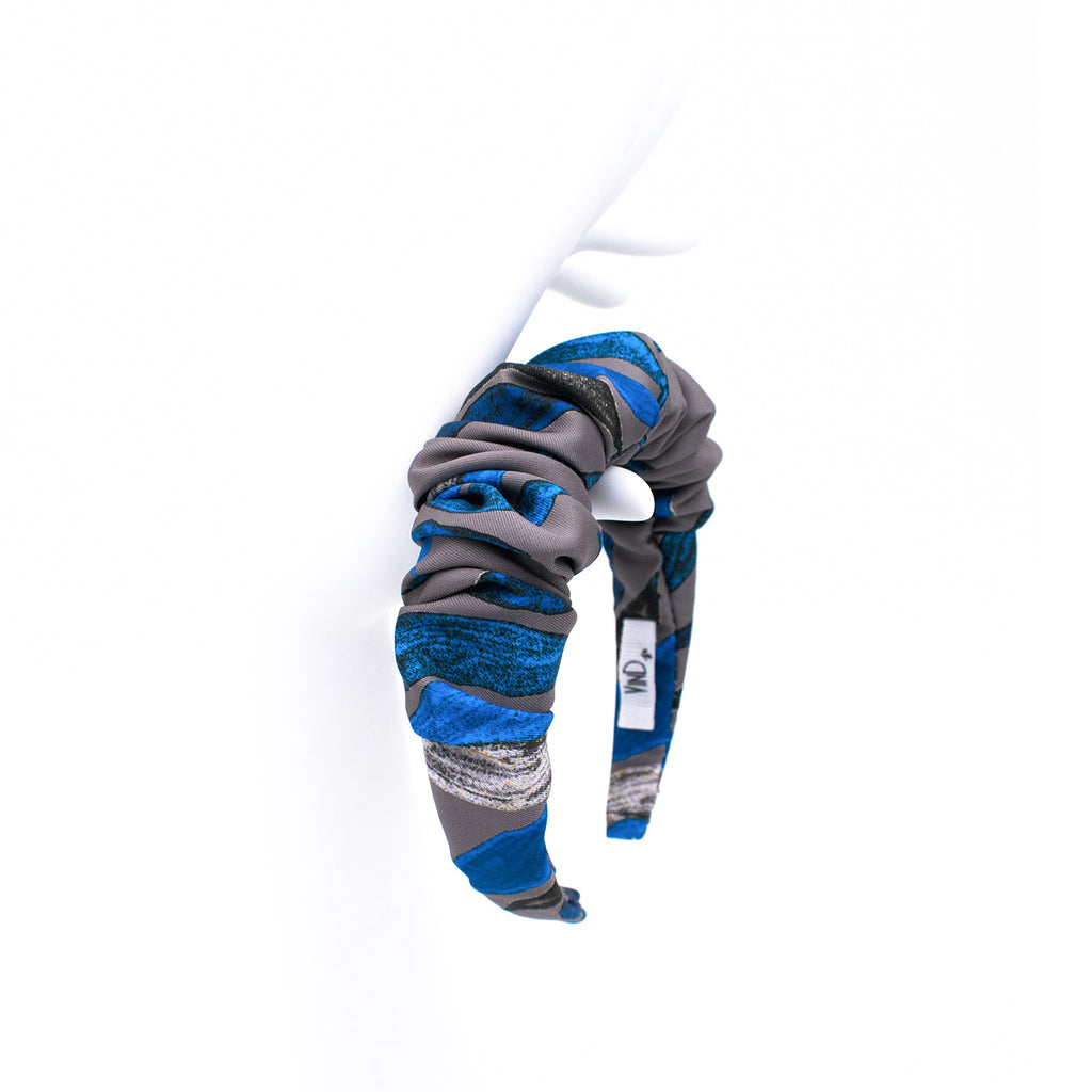INKA: Χειροποίητη στέκα, σατεν, scrunchie mocha, blue