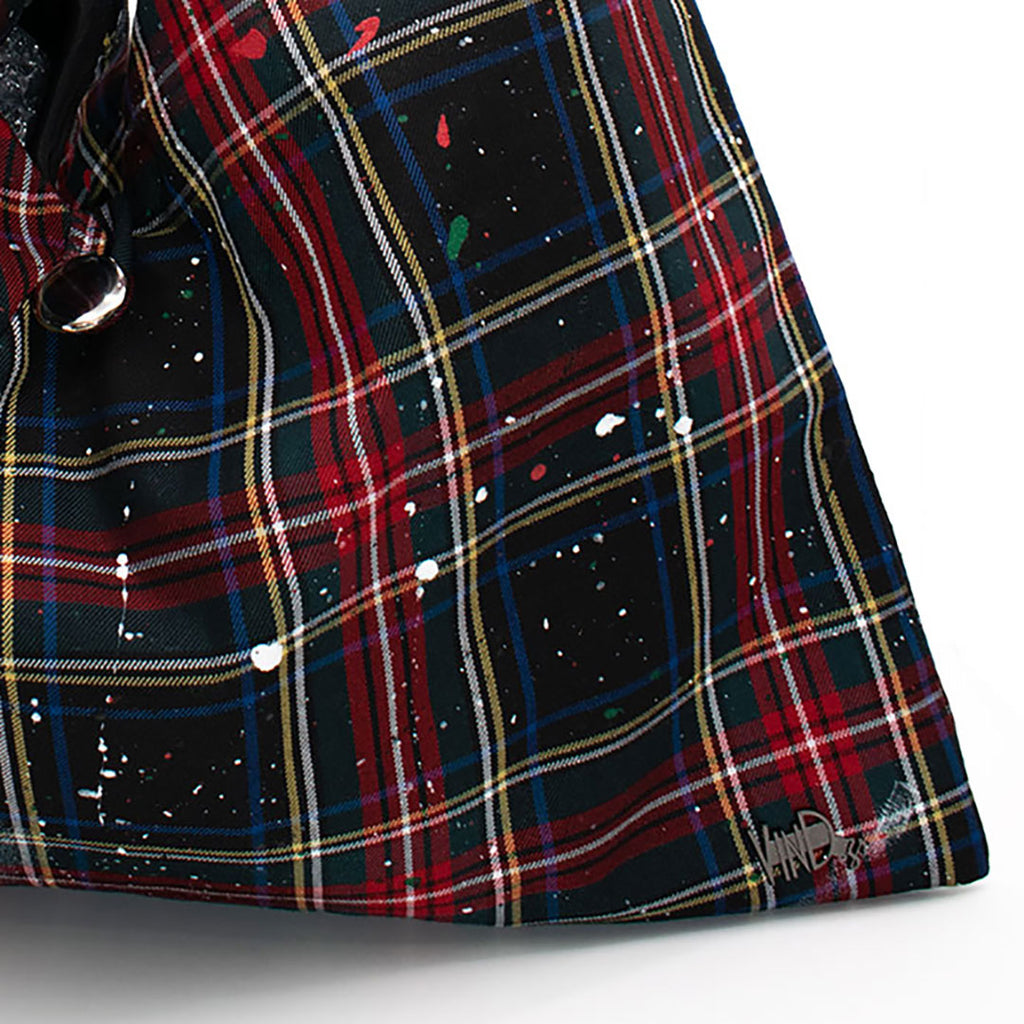 MELANIE BLACK RED: Χειροποίητη τσάντα oversized, καρό καμπαρντίνα, μαύρο, κόκκινο