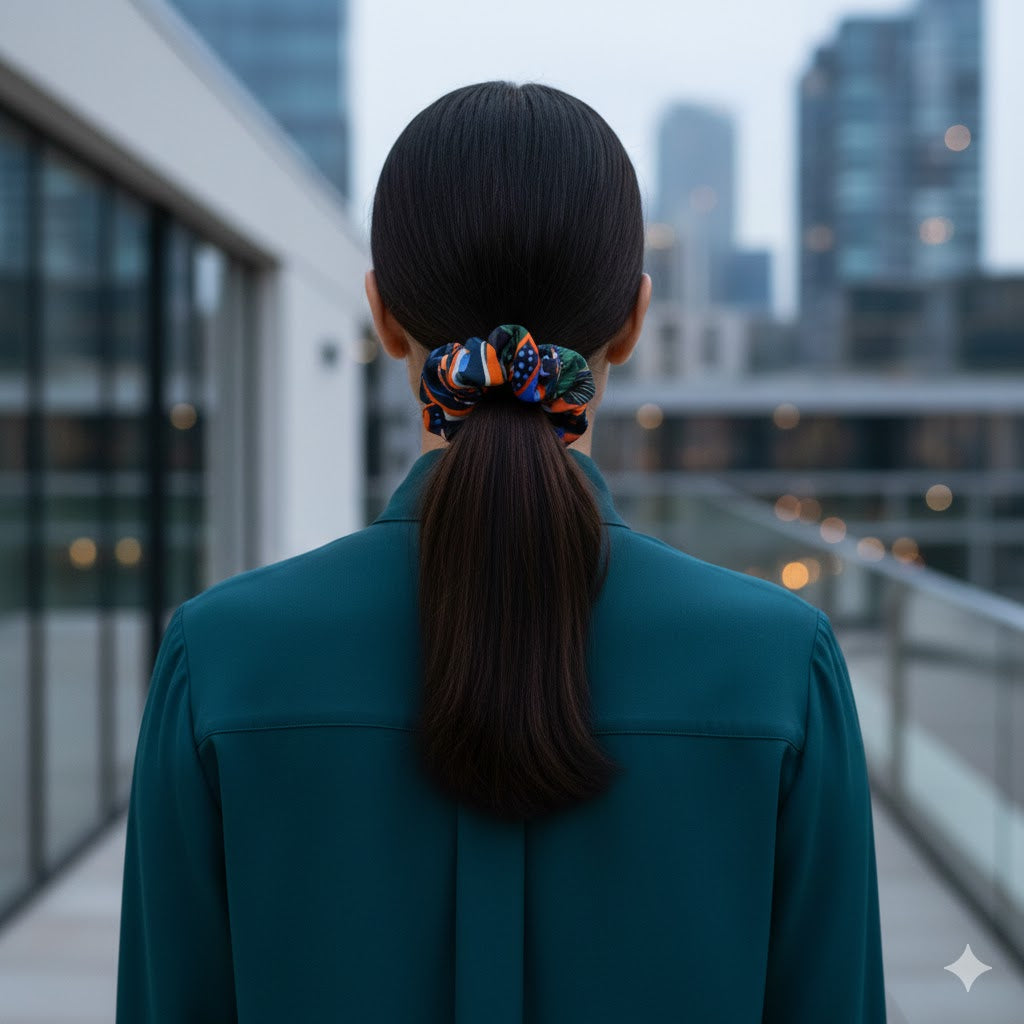 LETICIA: Χειροποίητο Εμπριμέ λαστιχάκι μαλλιών scrunchie, multicolor