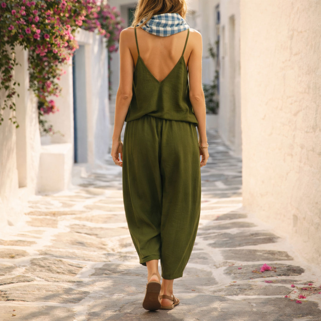 OLIVE BARREL PANTS: Χειροποίητη παντελόνα, βισκόζ