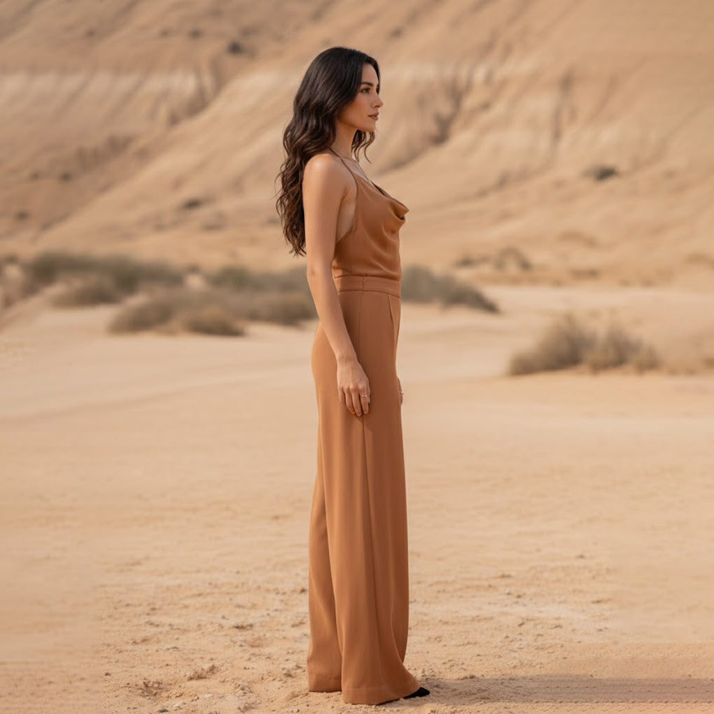 DESERT SAND CLASSIC PANTS: Χειροποίητη κλασική παντελόνα, βισκόζ