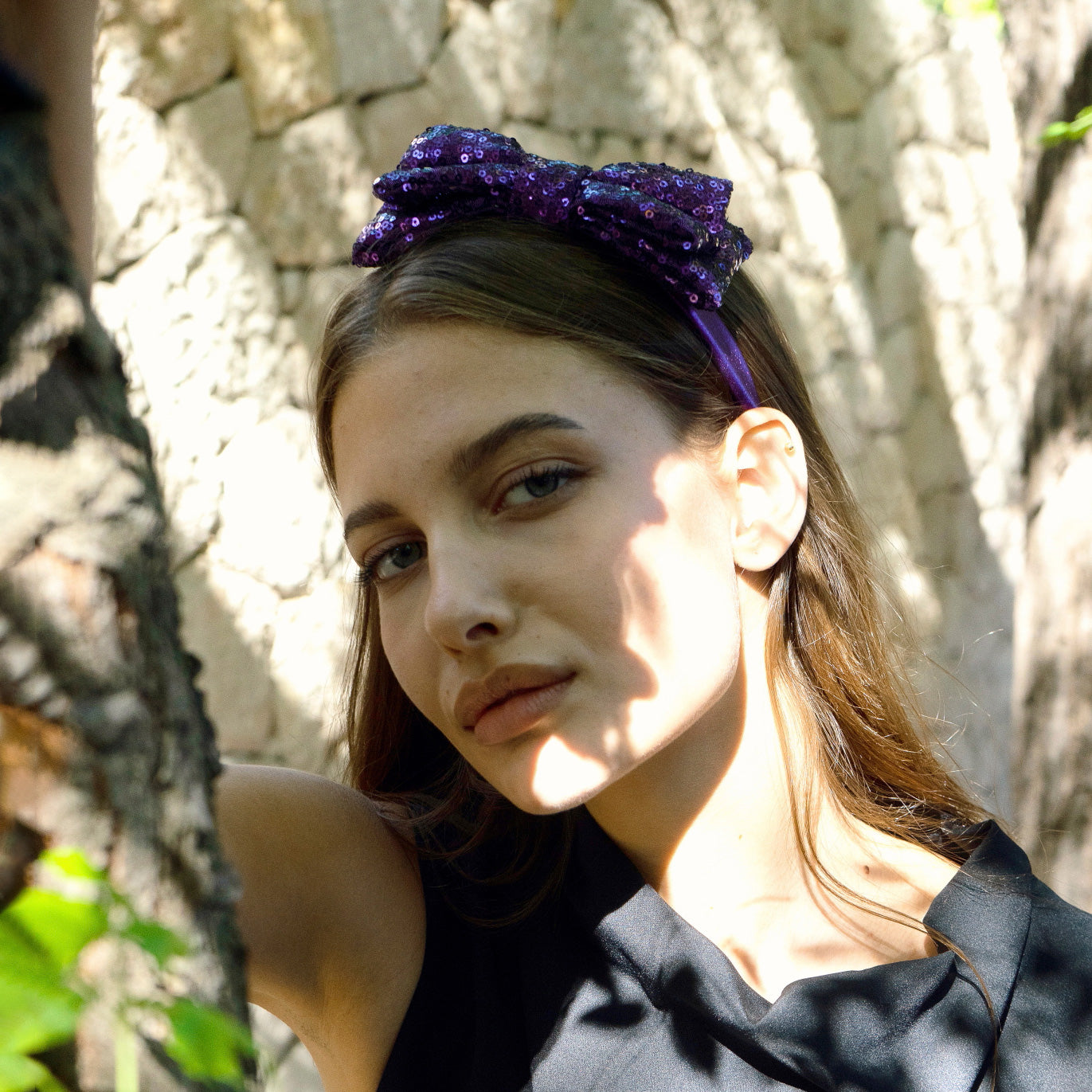 GILDA PURPLE: Στέκα φιόγκος παγιέτα