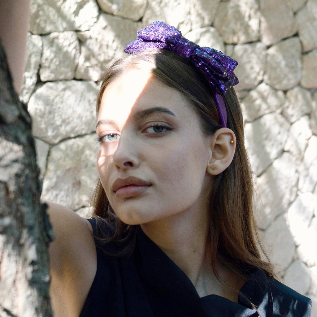 GILDA PURPLE: Στέκα φιόγκος παγιέτα