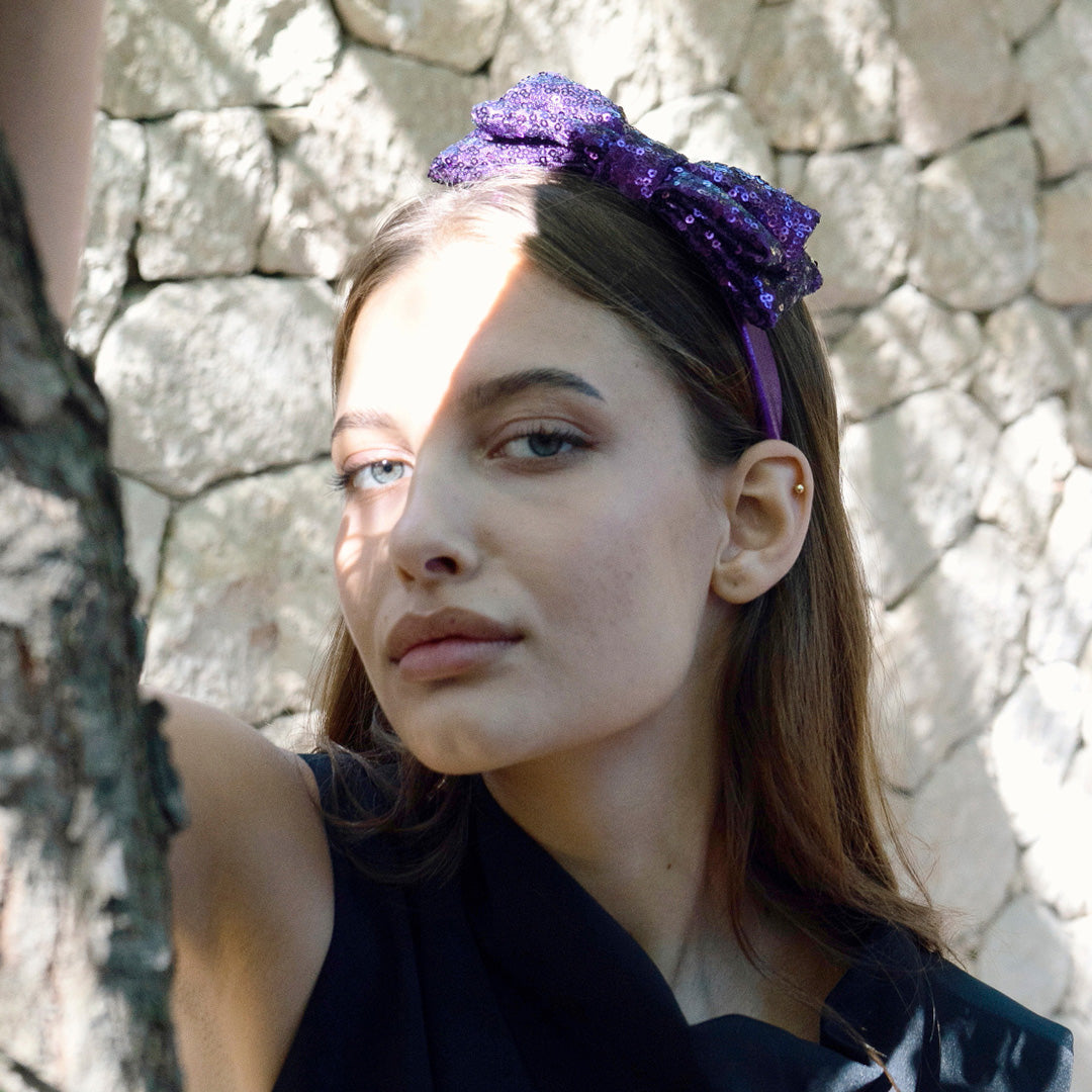 GILDA PURPLE: Στέκα φιόγκος παγιέτα