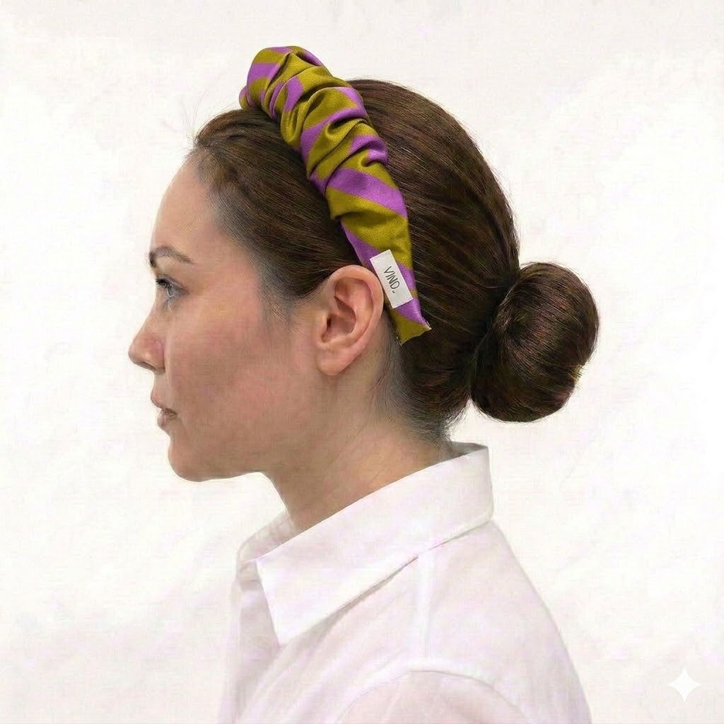 LIVIA LIME: Χειροποίητη στέκα, σατεν, με geometric lines pattern