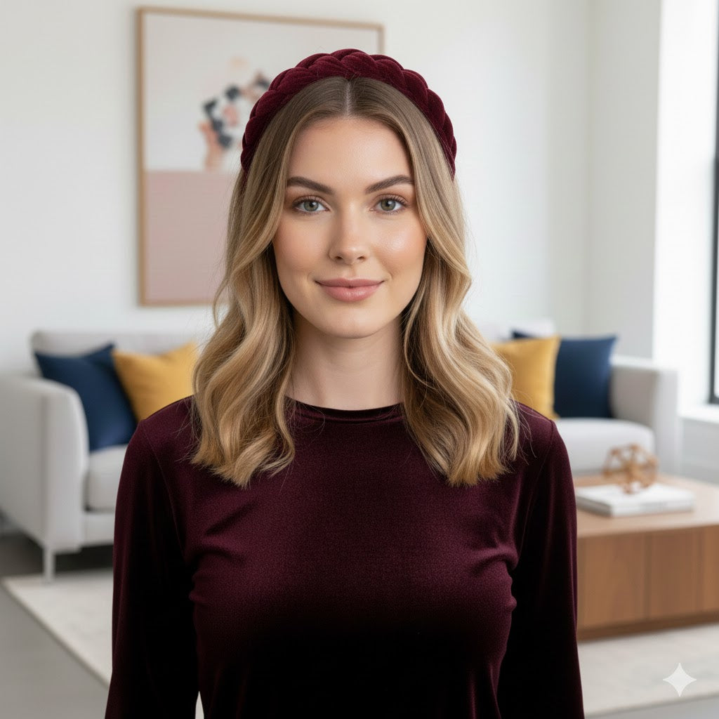 Βελούδινες Στέκες | Velvet headbands - Bordeaux