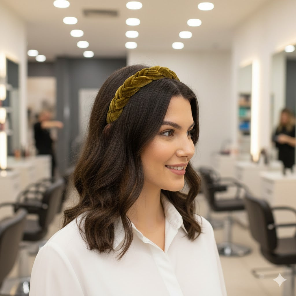 Βελούδινες Στέκες | Velvet headbands - Moss Green