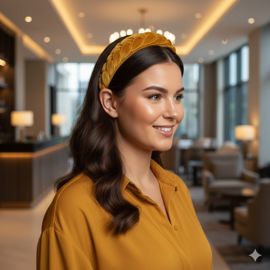 Βελούδινες Στέκες | Velvet headbands - Mustard
