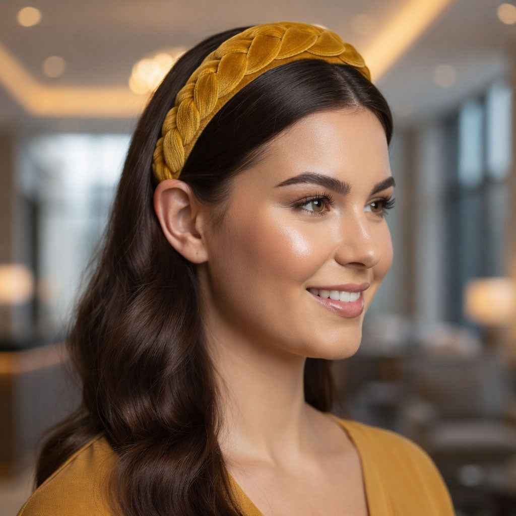 Βελούδινες Στέκες | Velvet headbands - Mustard