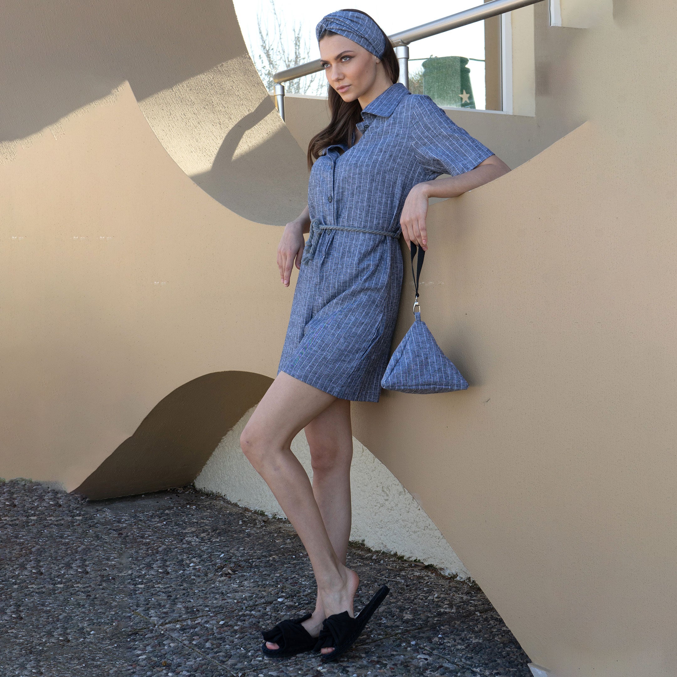 Jumpsuit, φόρμα, ζώνη κορδόνι, λινό - βισκόζη, 6 χρώματα - MEDIUM-LARGE, STRIPES