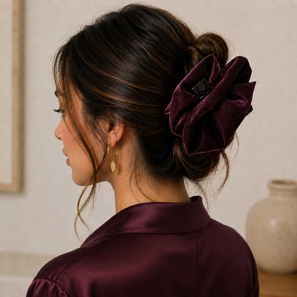 Βελούδινο Κλαμερ | Velvet Hair Claw Clip - Bordeaux