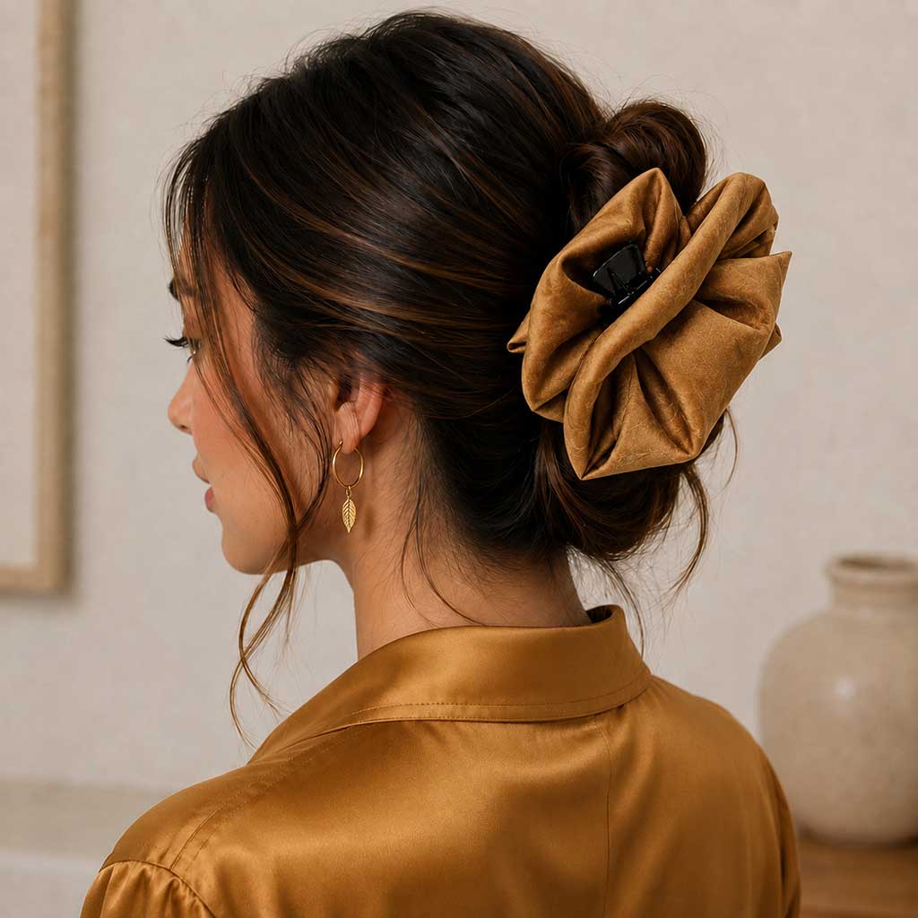 Βελούδινο Κλαμερ | Velvet Hair Claw Clip - Mustard