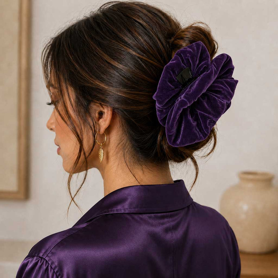 Βελούδινο Κλαμερ | Velvet Hair Claw Clip – Purple