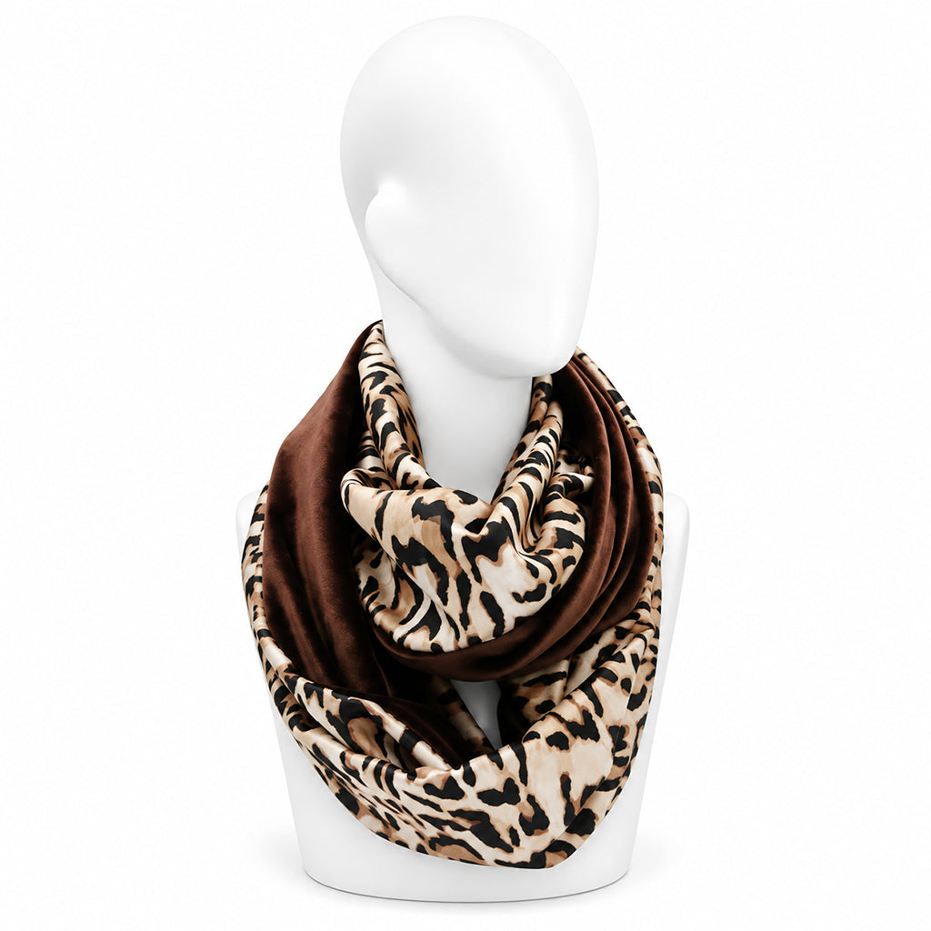Leopard print σε coffee, μπεζ και μαύρο του Infinity φουλαριού HAFSA