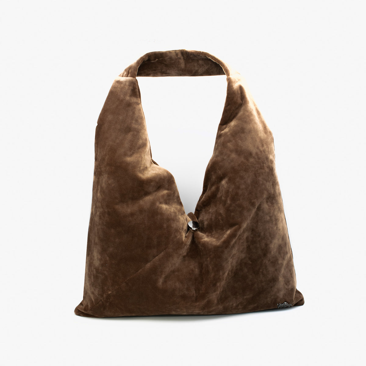 OVERSIZED | Χειροποίητη Βελούδινη Τσάντα Ώμου Shopper - Coffee