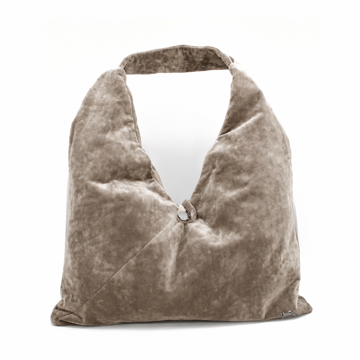 OVERSIZED elephant γκρι βελούδινη τσάντα shopper σε λευκό φόντο