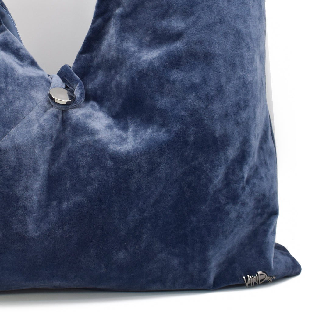 OVERSIZED | Χειροποίητη Βελούδινη Τσάντα Ώμου Shopper - Indigo