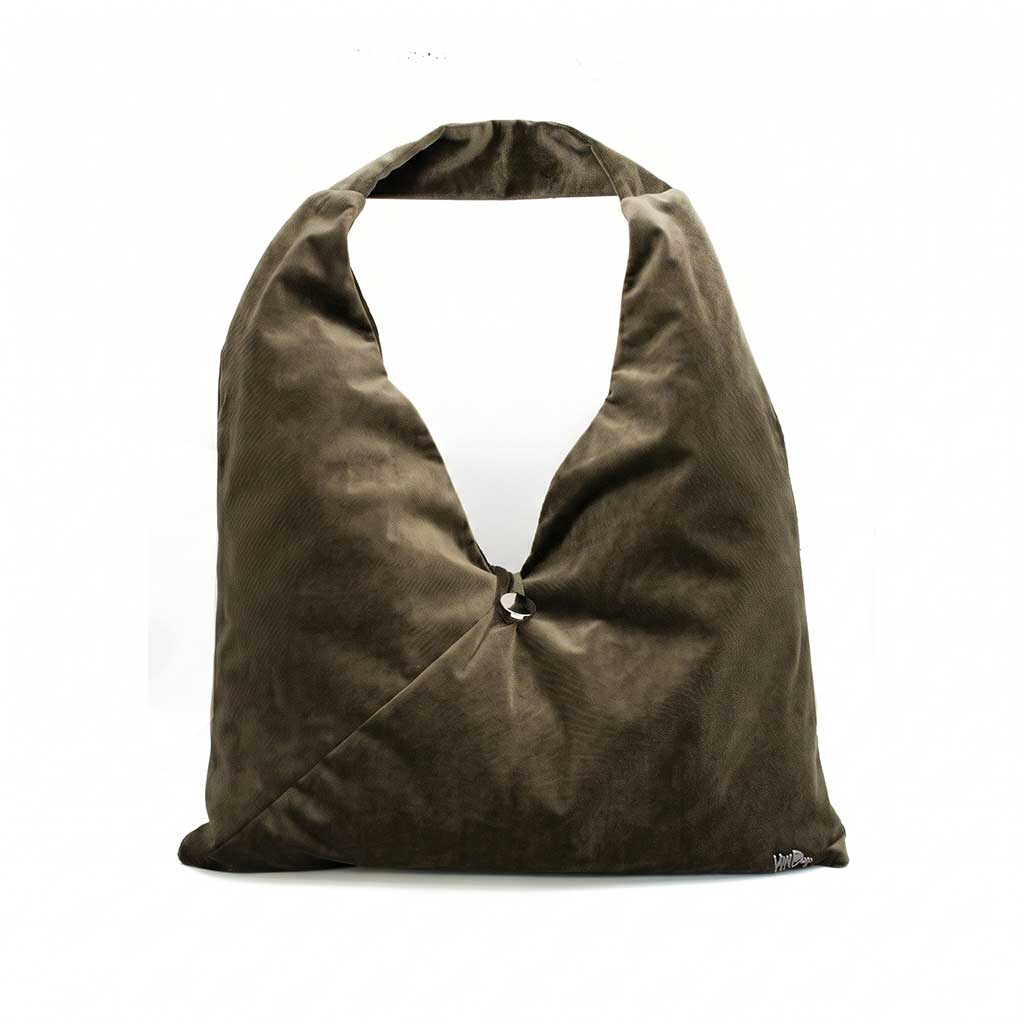 OVERSIZED | Χειροποίητη Βελούδινη Τσάντα Ώμου Shopper - Moss Green