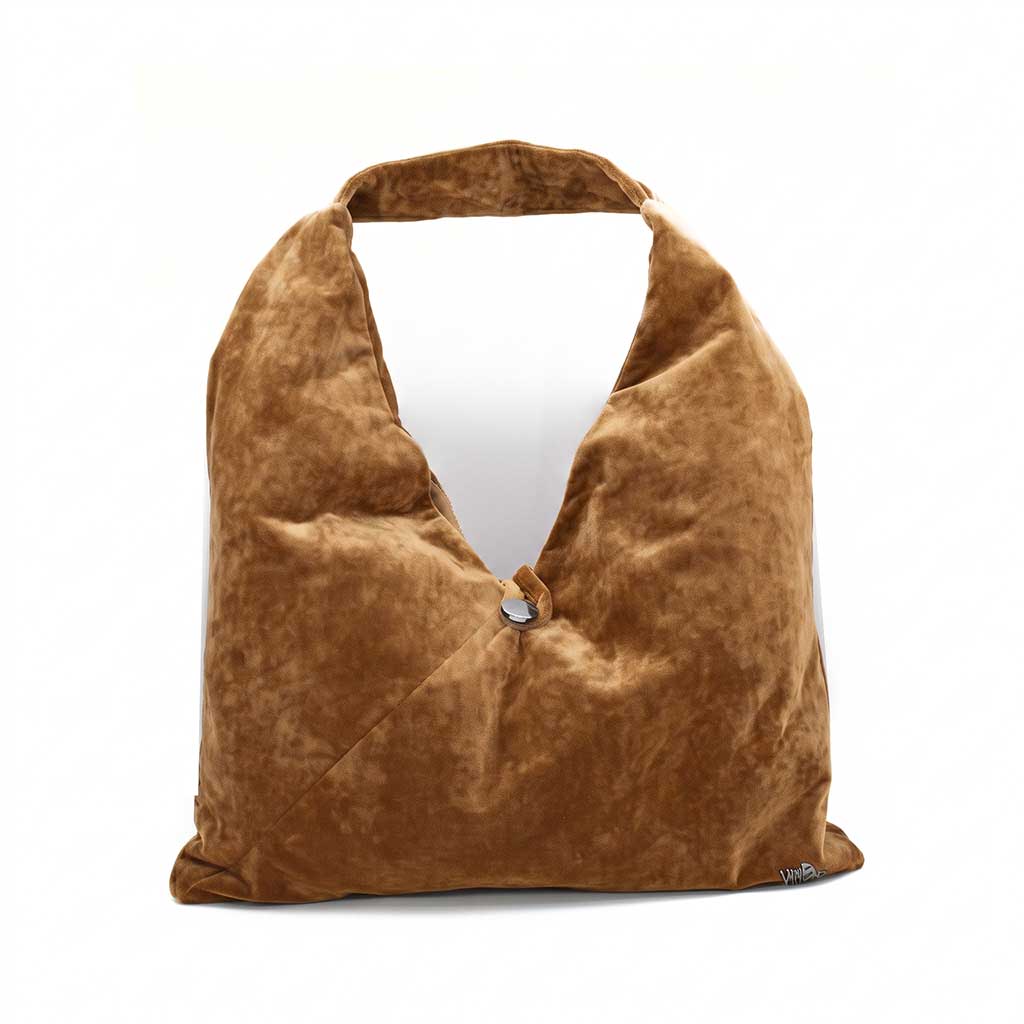 OVERSIZED | Χειροποίητη Βελούδινη Τσάντα Ώμου Shopper - Mustard