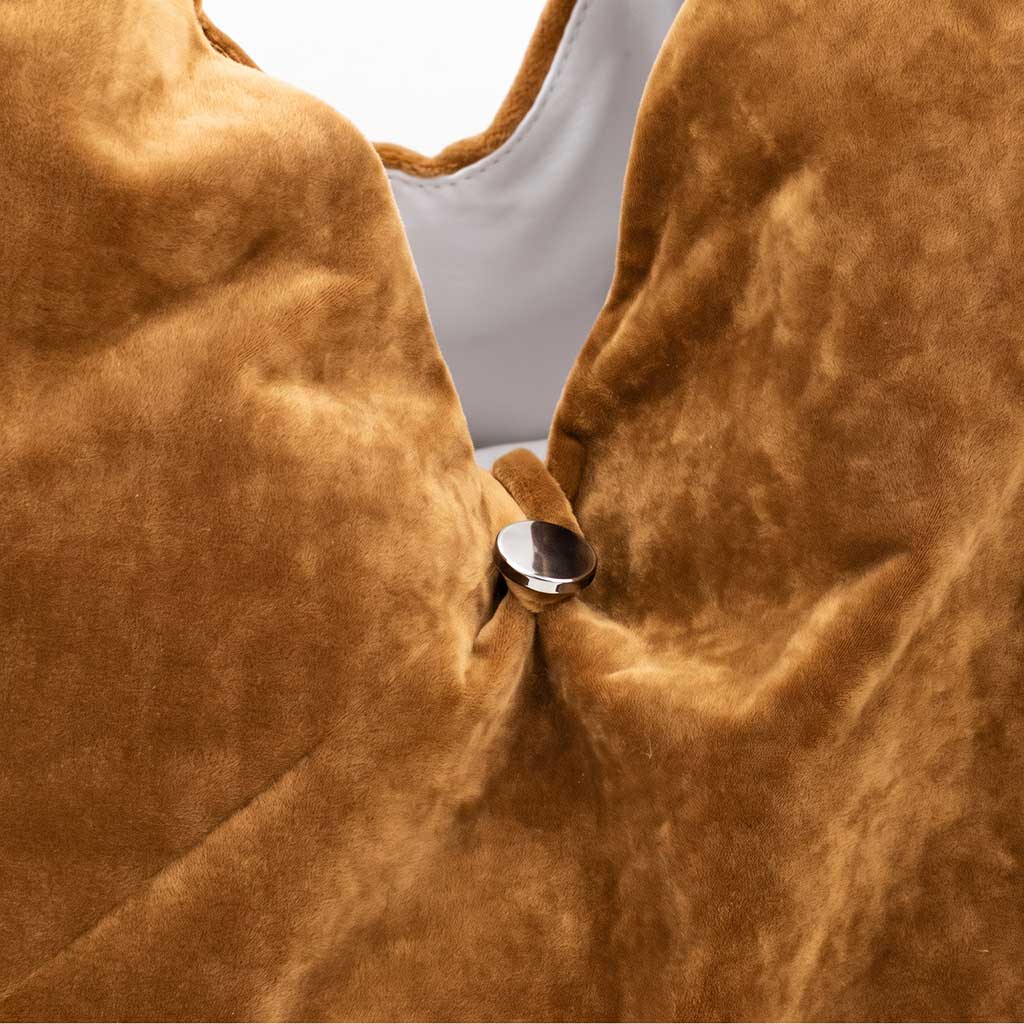 OVERSIZED | Χειροποίητη Βελούδινη Τσάντα Ώμου Shopper - Mustard