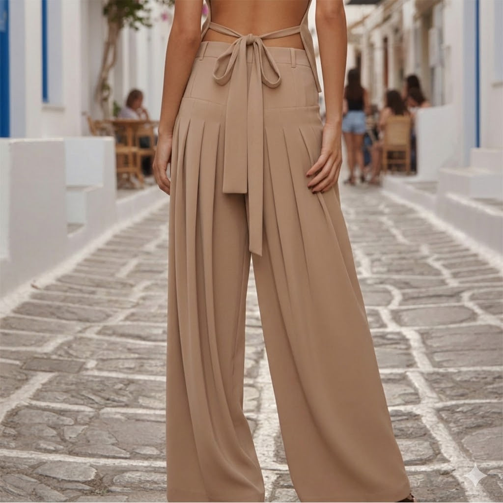 DESERT SAND PIETA PANTS: Χειροποίητη παντελόνα palazzo, βισκόζ