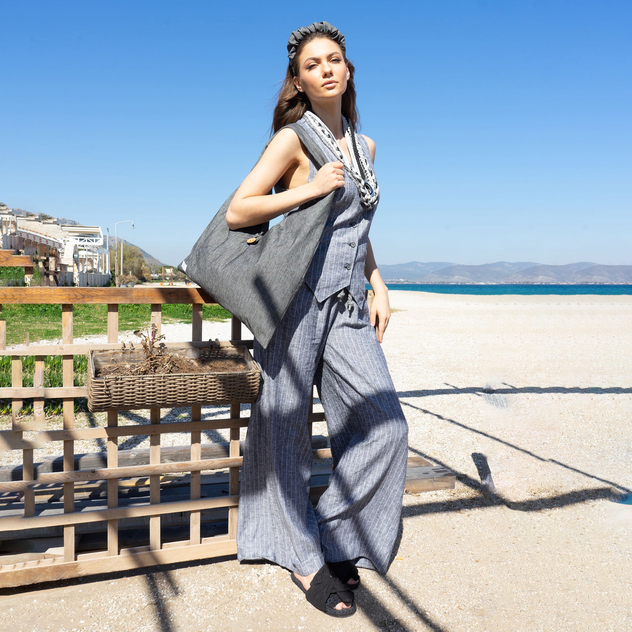 Παντελόνα Wide-Leg, Βισκόζη-Λινό, 5 χρώματα, χειροποίητη