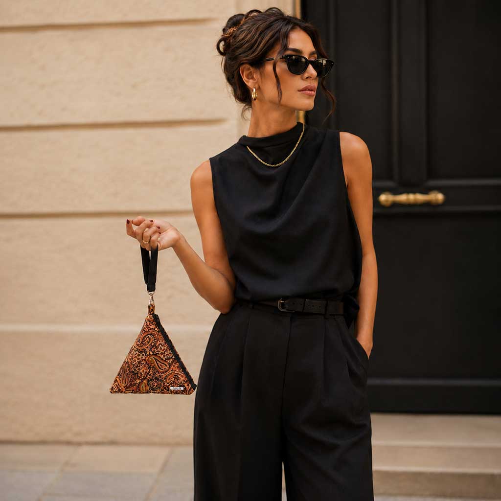 BARBARA χειροποίητο σατέν wristlet με πράσινο βελούδινο λουράκι καρπού