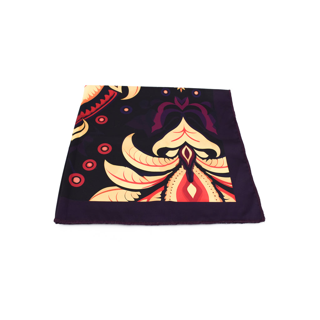 DENISE: Μαντήλι 70x70, damask μοτίβο σε purple και honey