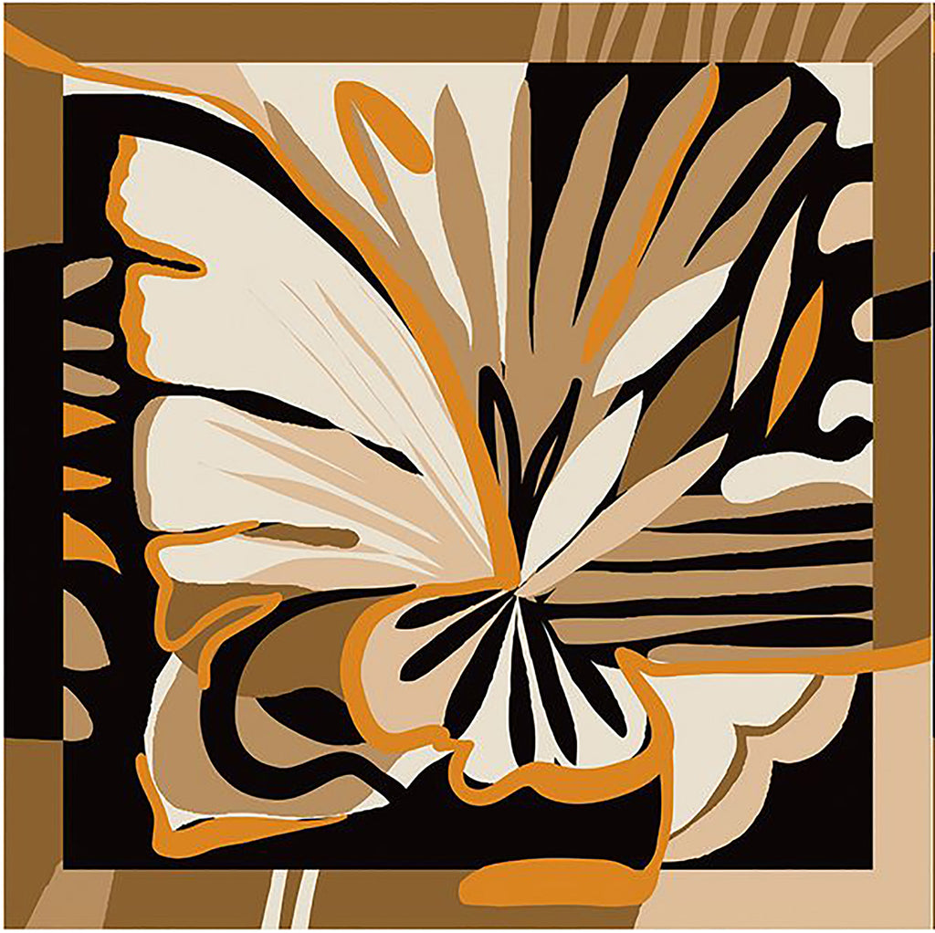 ELFI: Μαντήλι 70x70, abstract μοτίβο σε beige, coffee και ivory