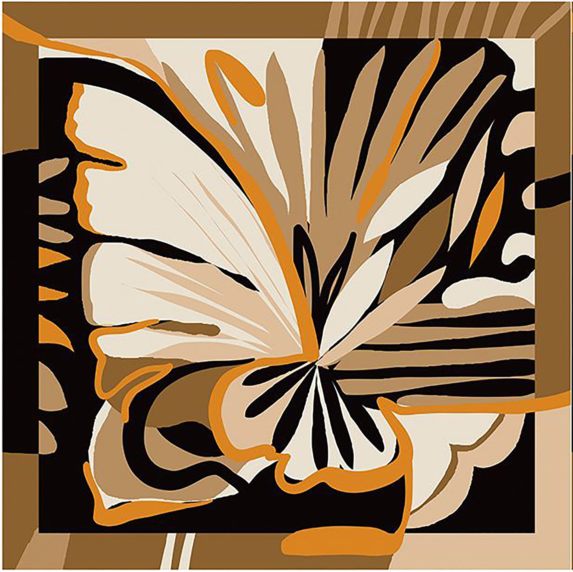 ELFI: Μαντήλι 70x70, abstract μοτίβο σε beige, coffee και ivory