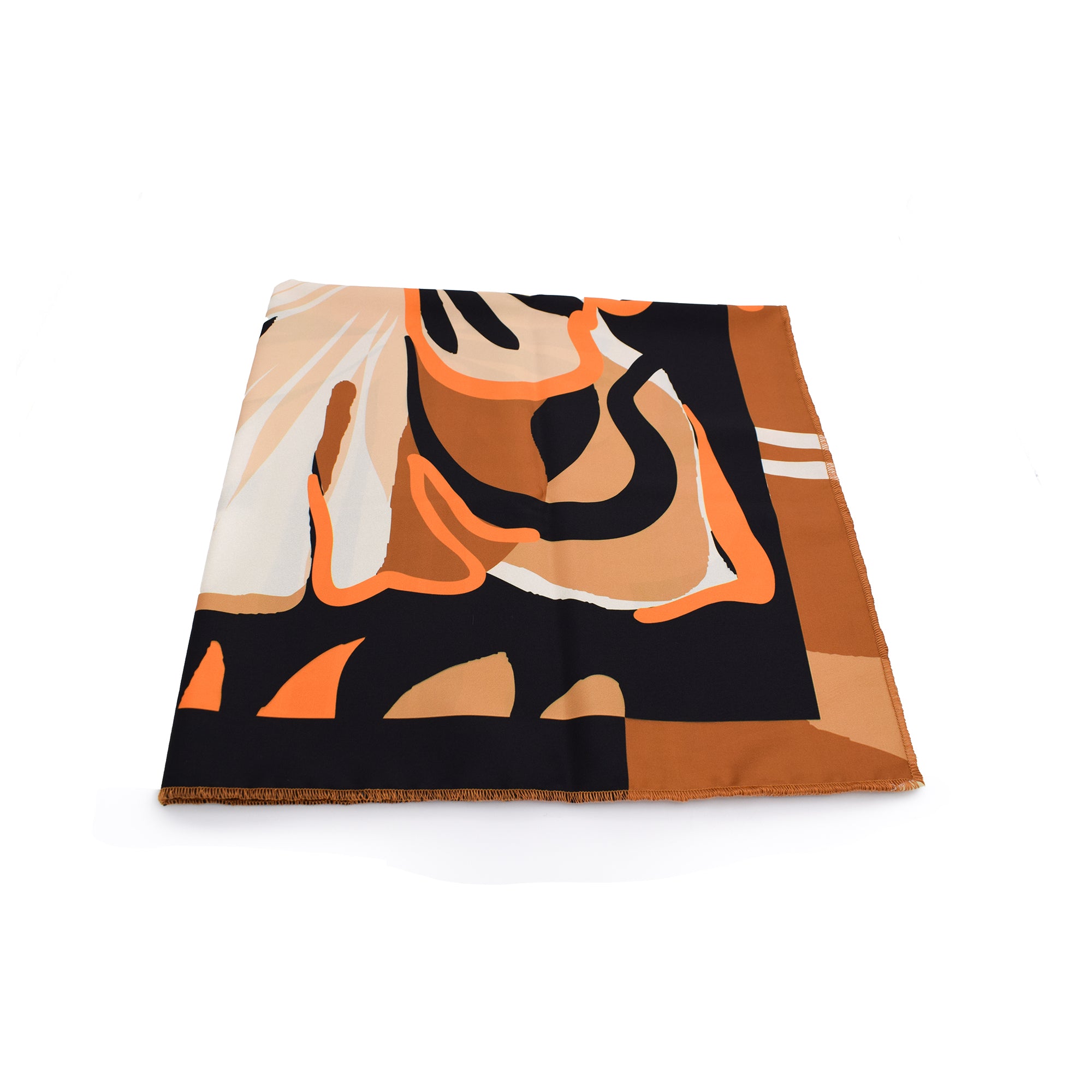 ELFI: Μαντήλι 70x70, abstract μοτίβο σε beige, coffee και ivory