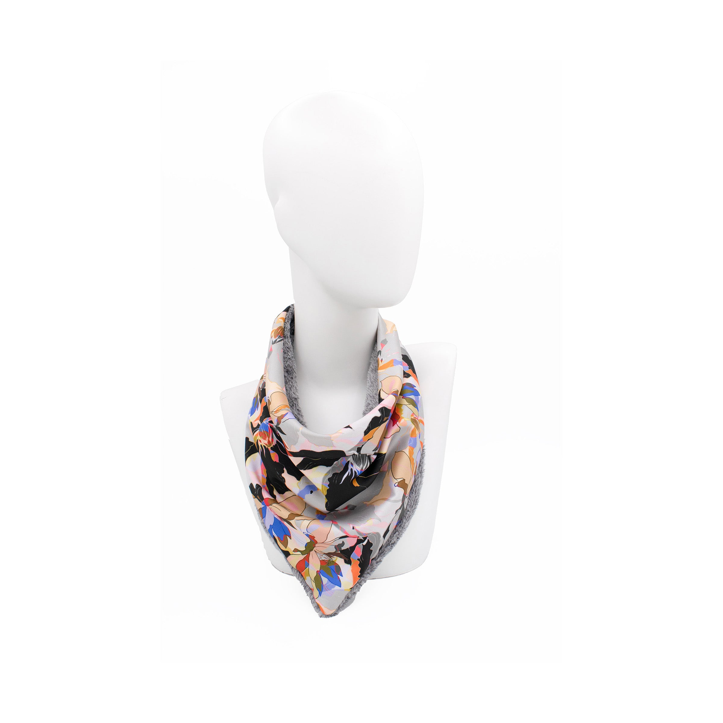 ΤΡΙΓΩΝΟ SNOOD MALVINA: Χειροποίητο φουλάρι, σε cobalt, beige και grey