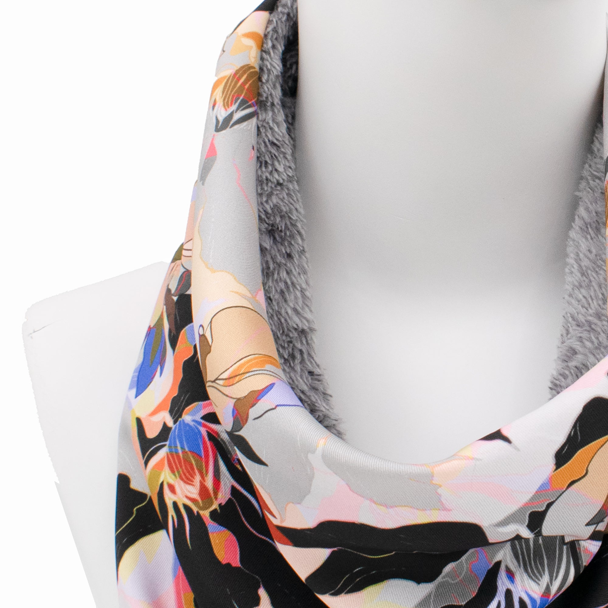 ΤΡΙΓΩΝΟ SNOOD MALVINA: Χειροποίητο φουλάρι, σε cobalt, beige και grey